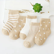 5 Paar weiche Babysocken mit Design