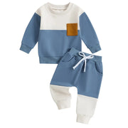 Baby Kontrastfarben, Langarm-Sweatshirt Oberteile und Unterteile Sets