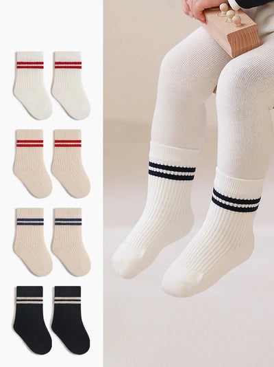 5 Paar farbenfrohe Streifen-Socken für Kinder