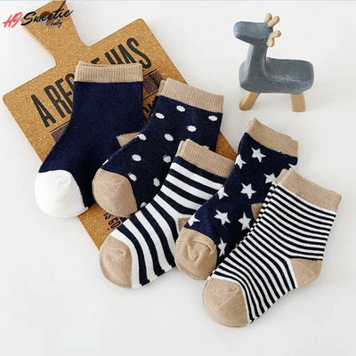 5 Paar weiche Babysocken mit Design