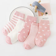 5 Paar weiche Babysocken mit Design