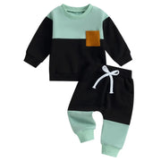 Baby Kontrastfarben, Langarm-Sweatshirt Oberteile und Unterteile Sets