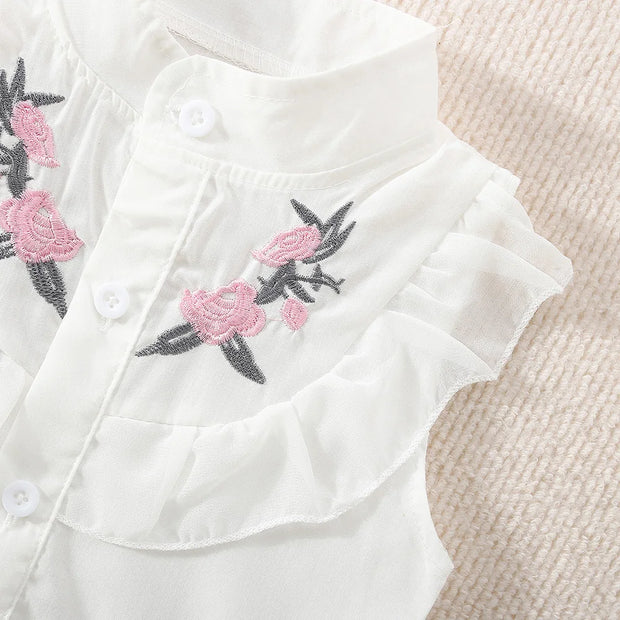 Sommer Baby Mädchen Baumwolle mit Blumensticker