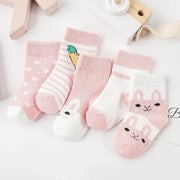 5 Paar weiche Babysocken mit Design