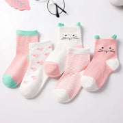 5 Paar weiche Babysocken mit Design